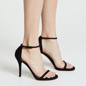 STUART WEITZMAN Goosebump Ankle Black 75 Nudist Dress Sandals Heels | Sz 8